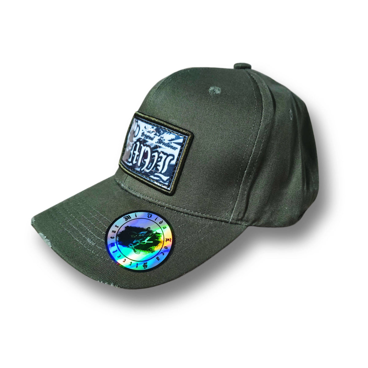 Czapka z daszkiem MVL Original streetwear army green z boku z kwadratową naszywką z logo z przodu