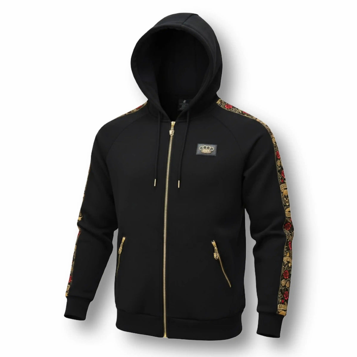 Felpa Mi Vida Loca LFR Tracksuit nera con banda ricamata colorata sulle maniche, zip e patch logo MVL