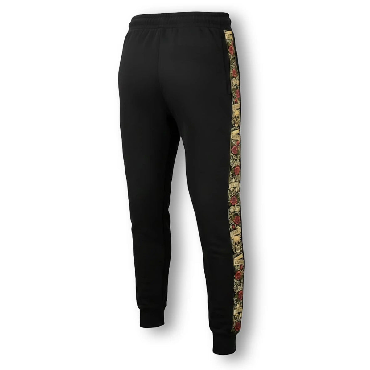 Pantalón jogger MVL LFR negro, trasera con banda bordada a lo largo de la pernera