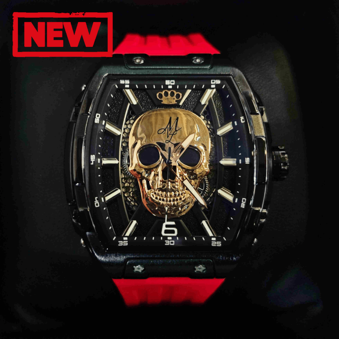 Orologio automatico MVL con movimento giapponese / cinturino in silicone - nero/rosso