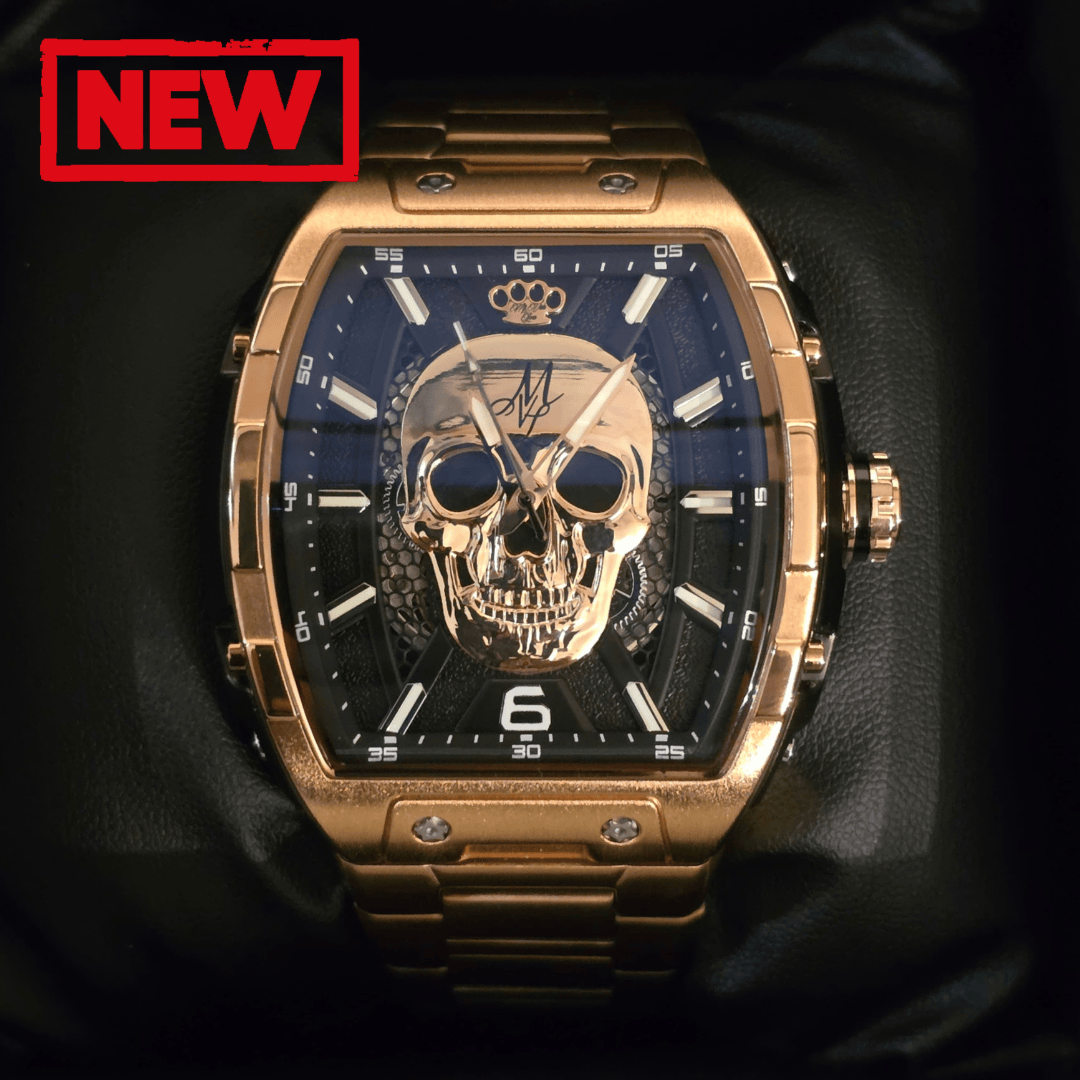 MVL Automatische Totenkopf-Uhr Japanisches Uhrwerk - Roségold