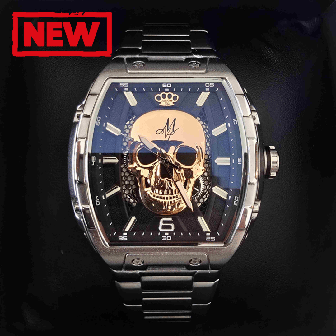 Automatyczny zegarek czaszka MVL z japońskim mechanizmem - srebrny