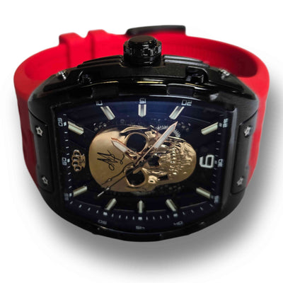 MVL Automatic Skull Watch Japan Movement / Silicon Band - Black/Red