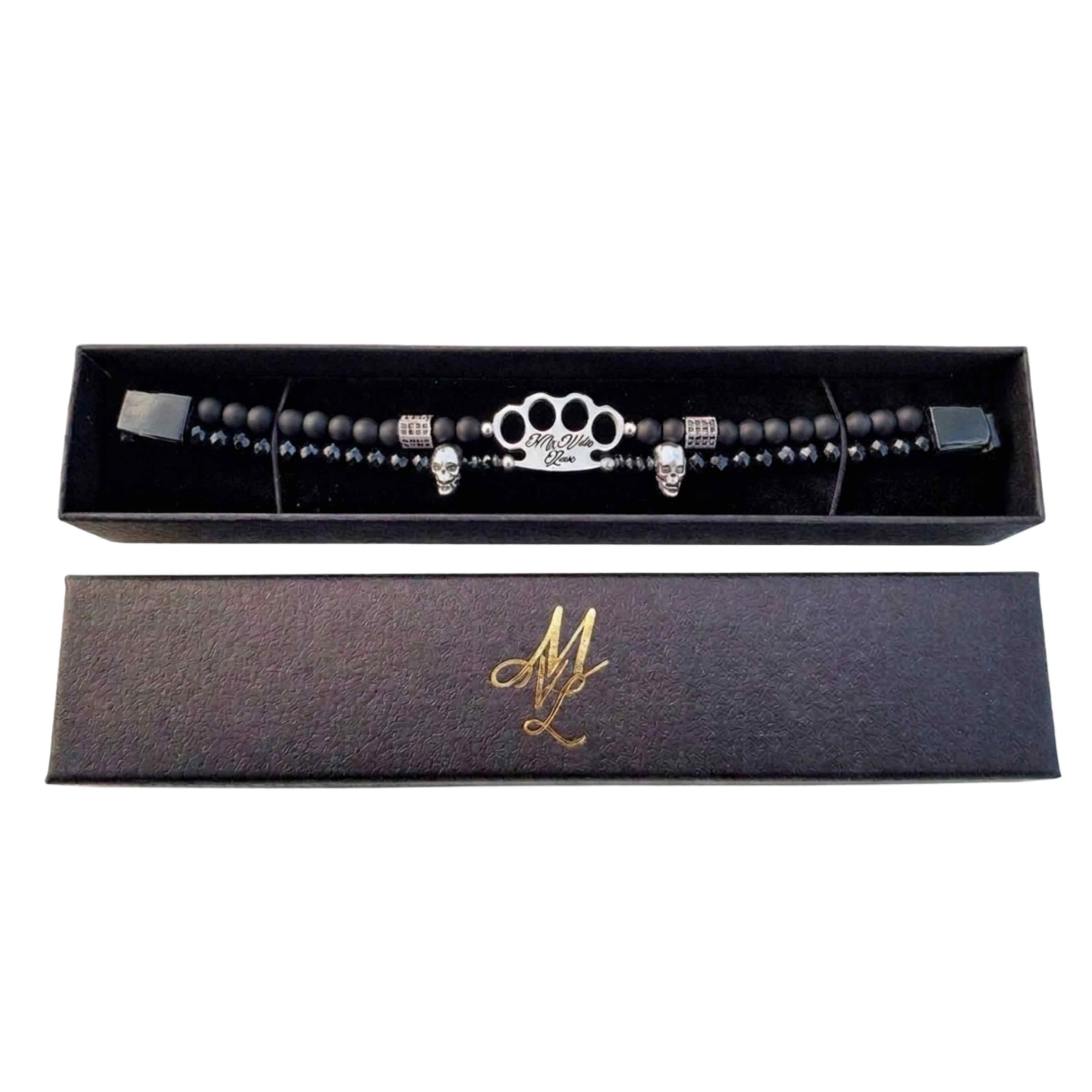 MVL "Polygonal skulls" Bracelet black/silver