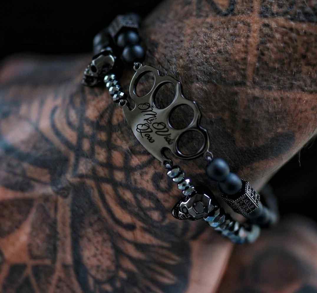 MVL « Polygonal skulls » Bracelet noir/noir
