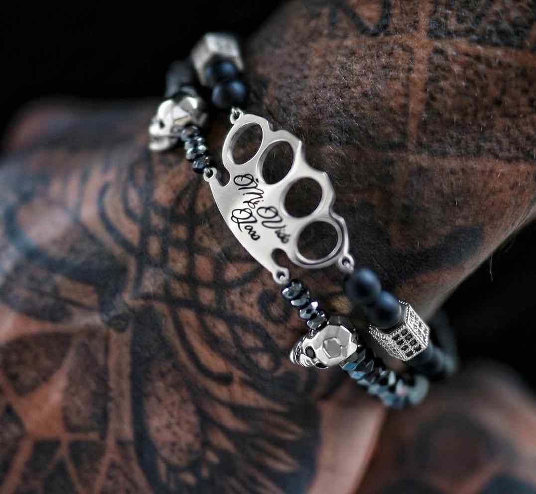 MVL "Polygonal skulls" Bracelet black/silver