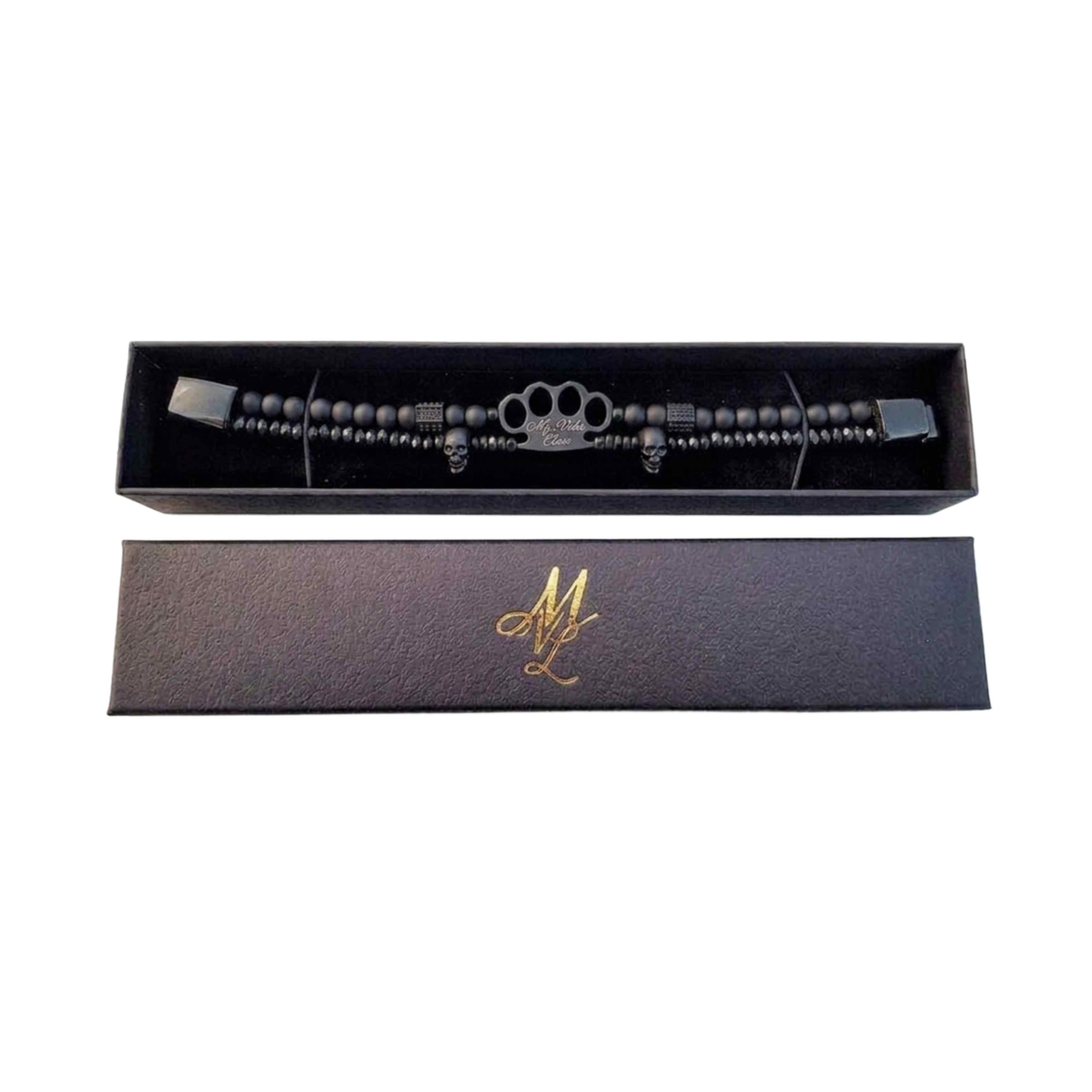 MVL « Polygonal skulls » Bracelet noir/noir
