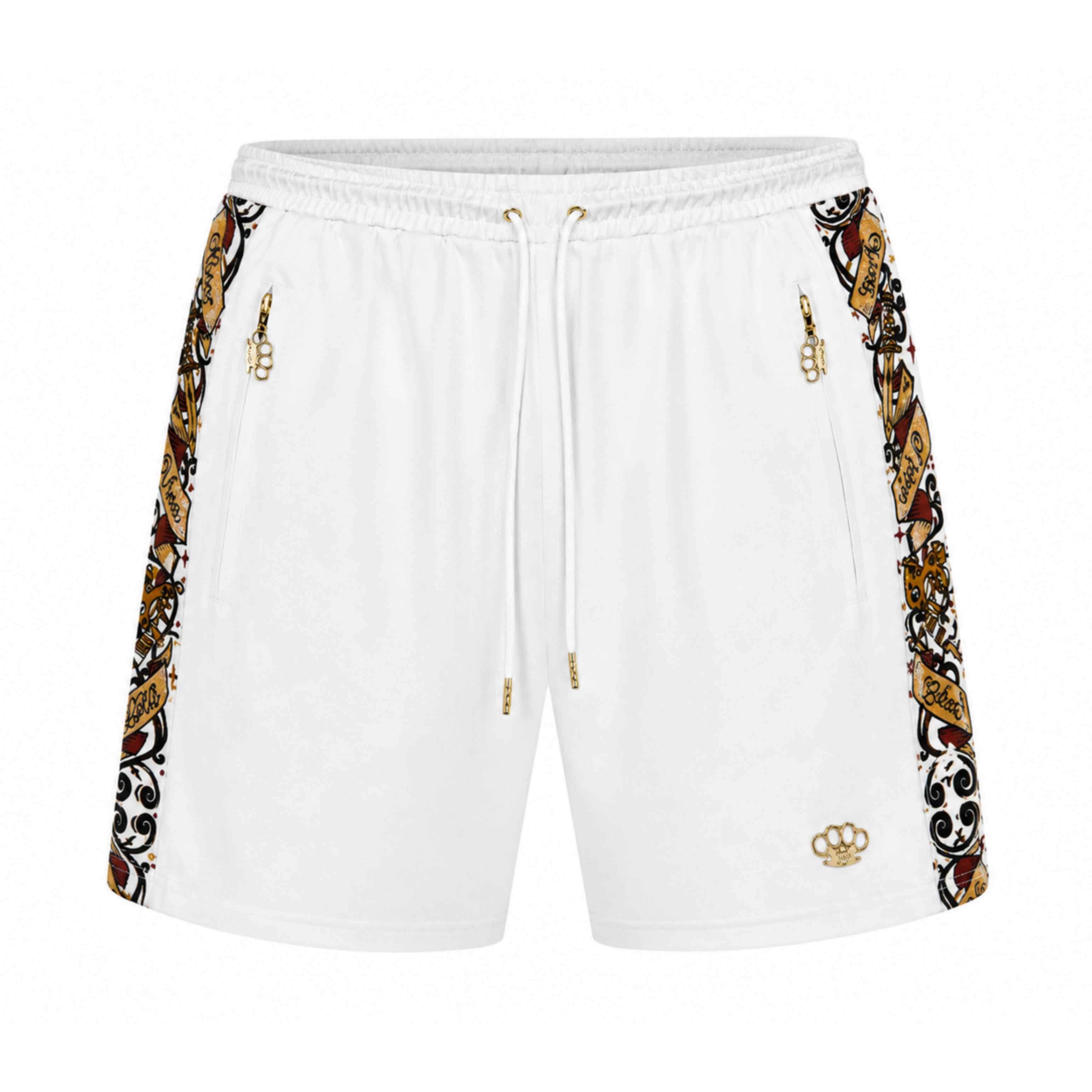Savage ornate jogger shorts - white