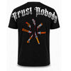 Mi Vida Loca Trust nobody back stab T-shirt in black with knives back print, back