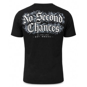 Mi Vida Loca No second chances T-shirt in black with large gothic back print, back
