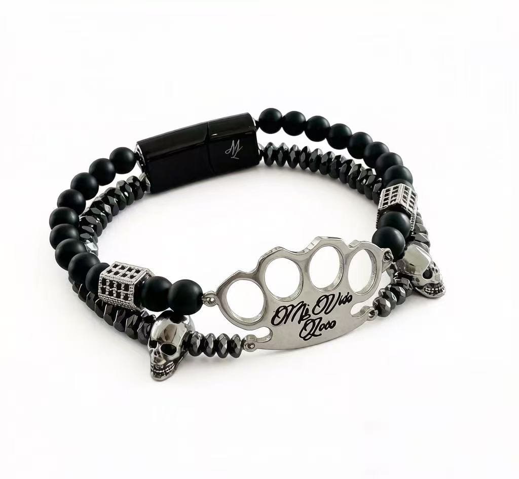 MVL "Polygonal skulls" Bracelet black/silver