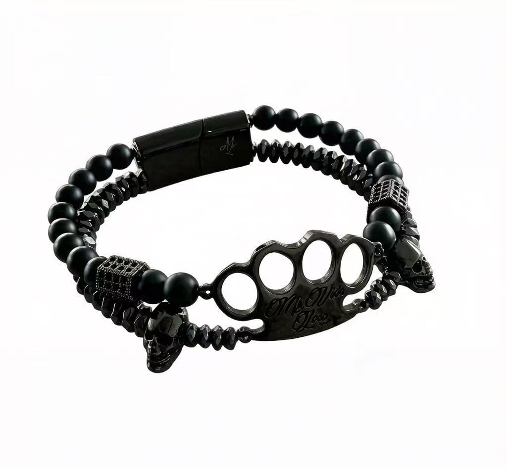 MVL « Polygonal skulls » Bracelet noir/noir